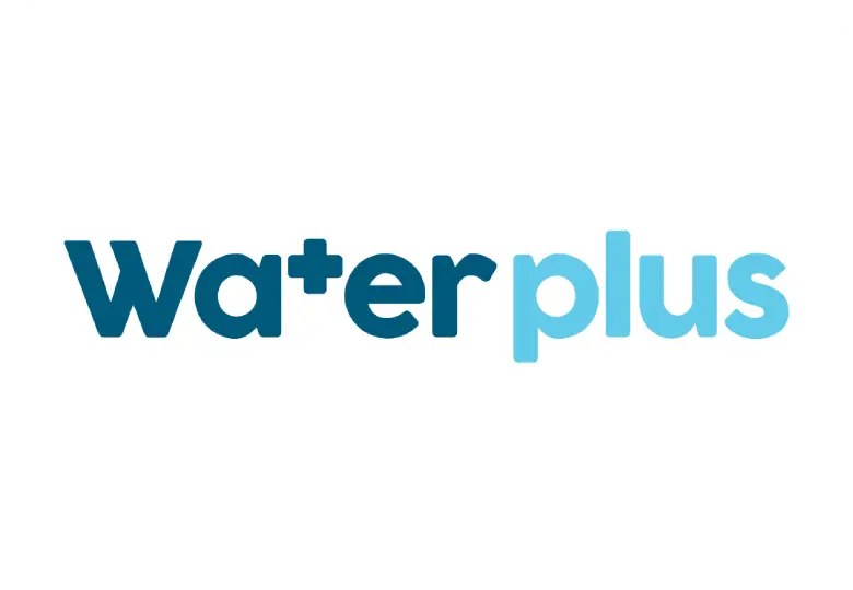 Water Plus supplier logo in blue on white background.