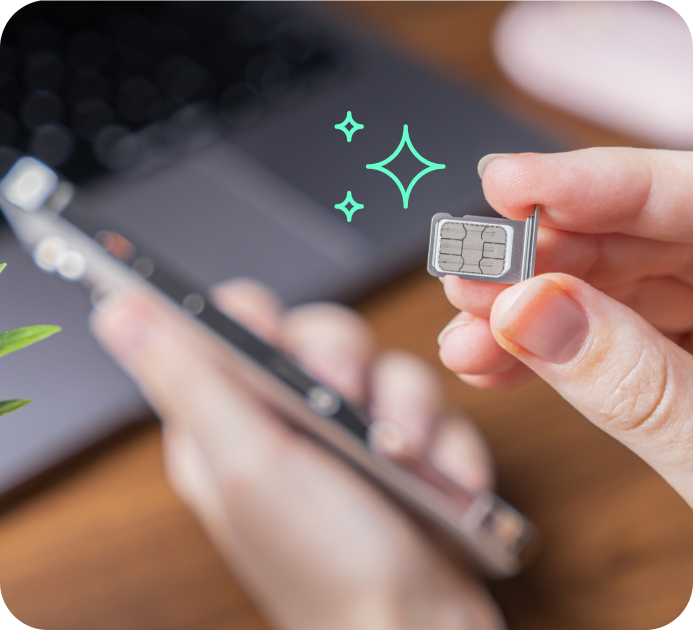 SIM card being placed in phone.