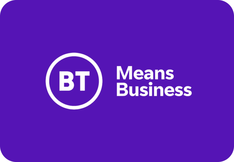 BT broadband logo featuring 'BT Means Business' tagline.